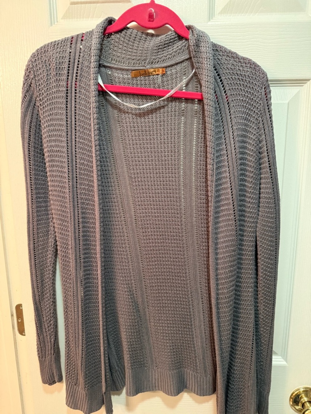 Belldini Gray Open-Front Waffle Knit Cardigan size Large